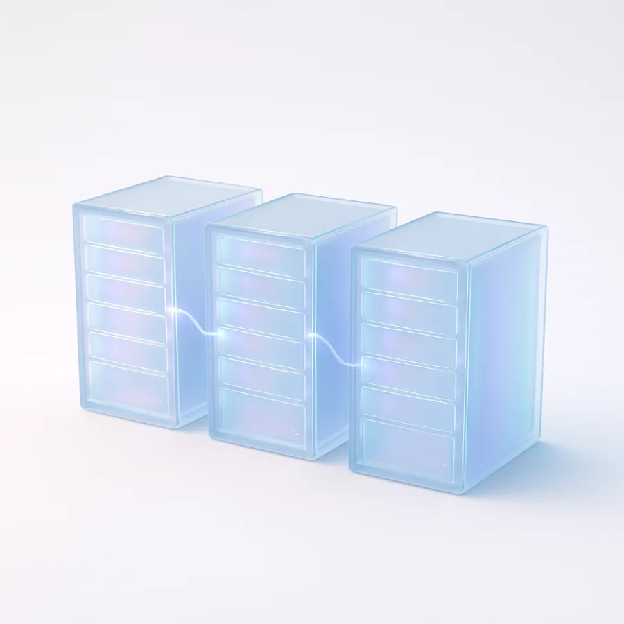 Gläserne, verbundene Server-Racks als Sinnbild für On-Premise-Betrieb